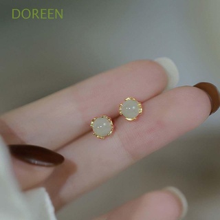 Doreen ต่างหูสตั๊ด คริสตัล หินมรกต สีเขียว หรูหรา สีเงิน หลากสี สําหรับผู้หญิง