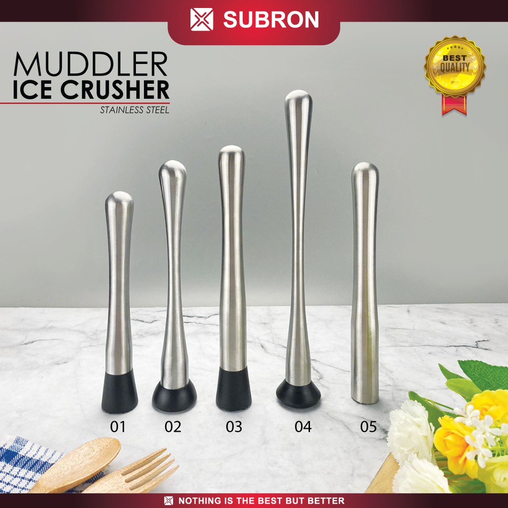 SUBRON Muddler ICE Crusher แท่งสแตนเลสผลไม้ Ice Crusher ค็อกเทล Shaker ...