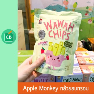APPLE MONKEY - กล้วยน้ำว้ากรอบชนิดแท่งรสสตรอเบอร์รี่ 30 กรัม (อายุ 3 ปีขึ้นไป) | ขนมเด็ก อาหารเสริมเด็ก 3 ขวบ
