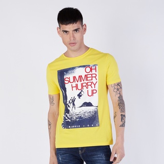 DAVIE JONES เสื้อยืด สีเหลือง พิมพ์ลาย (Summer) TB0128YE