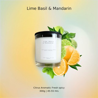 (ลด65.-โค้ดหน้าร้านลด 25 + DETAPR40 ลด 40) เทียนหอม กลิ่น Jo.L Lime Basil &amp; Mandarin 300g Soy wax candle Double wick