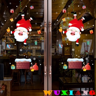 【wuxiang】สติกเกอร์ติดผนัง มีกาวในตัว ลายซานตาคลอส สําหรับตกแต่ง