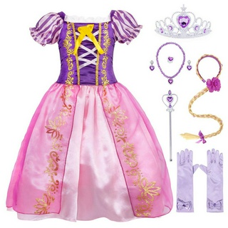 Christmas Costume Girls Long Hair Princess Dress Girls Dress Up Party Costume with Accessories