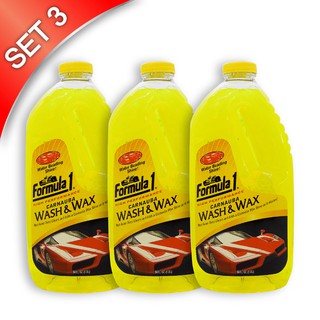 FORMULA 1 CARNAUBA WASH &amp; WAX แชมพูล้างพร้อมเคลือบสีรถ จากอเมริกา ขนาด 1.9 LT. แพค 3 ขวด