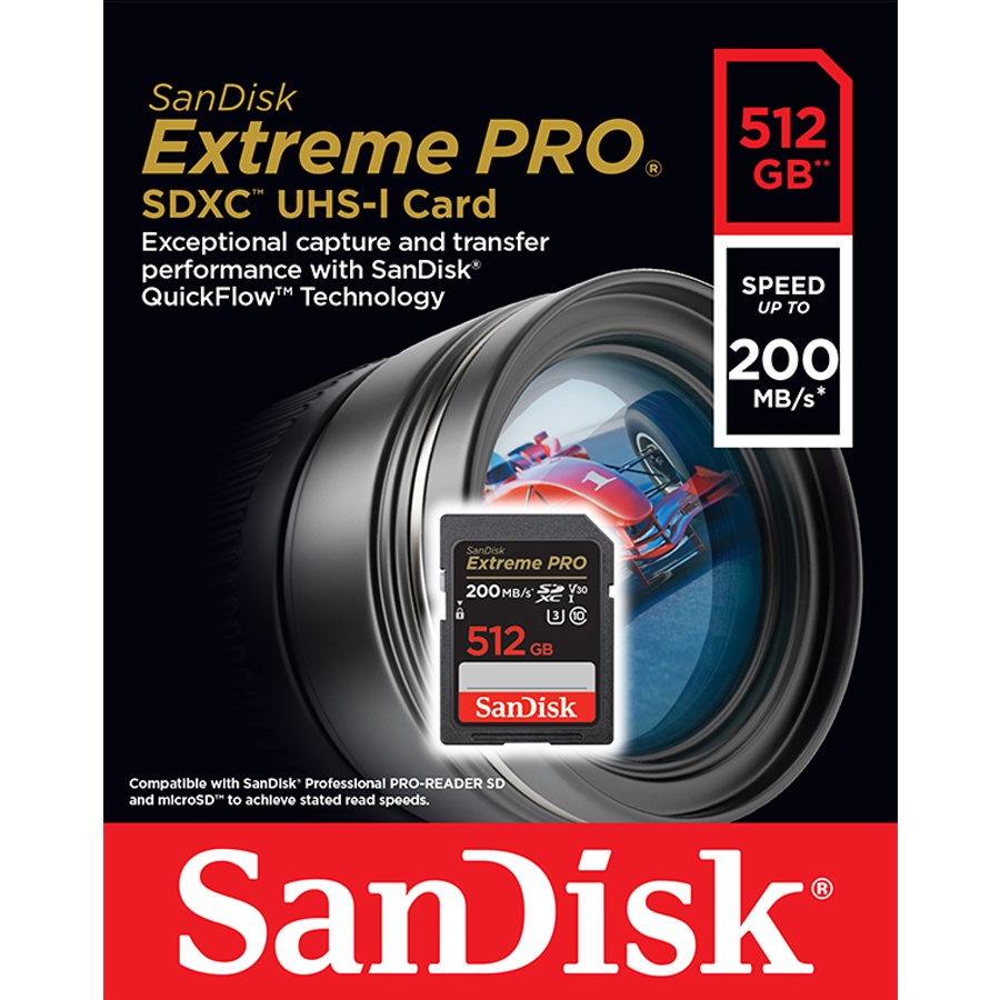 รูปภาพของ SanDisk Extreme Pro SD Card SDXC 512GB ( SDSDXXD-512G-GN4IN ) ความเร็วอ่าน 200MB/s เขียน 140MB/s เมมโมรี่การ์ด SDCARD แซนดิส รับประกัน Synnex lifetime