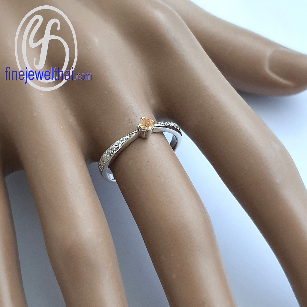 finejewelthai-แหวนบุษราคัม-บุษราคัม-แหวนเพชรcz-แหวนประจำเดือนเกิด-yellow-sapphire-silver-ring-birthstone-r1378yl