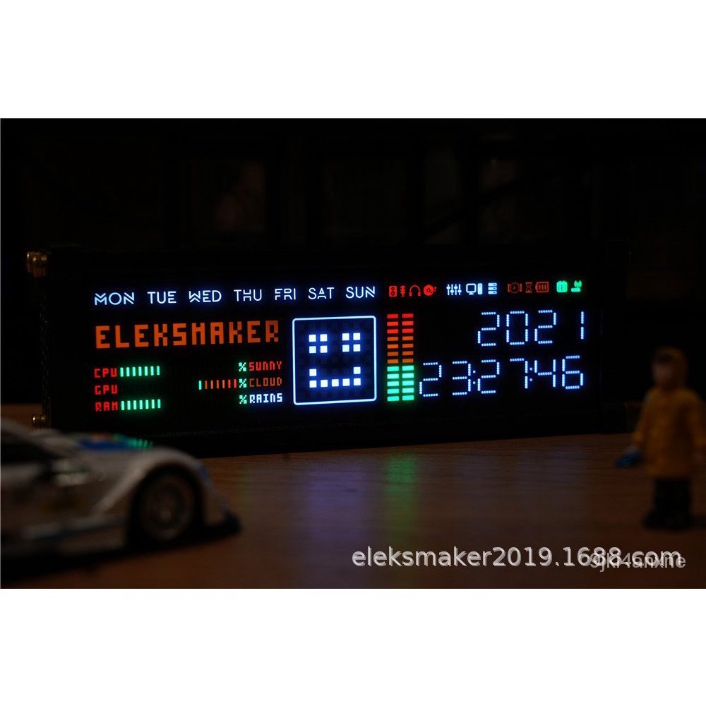 eleksmakerนาฬิกาดิจิตอล-หน้าจอ-lcd-แสดงเวลา-อุณหภูมิ-ความชื้น-ในหน้าเดียว-สั่งการแสดงผลหน้าจอด้วยระบบเสียง-และมีระบบพยาก