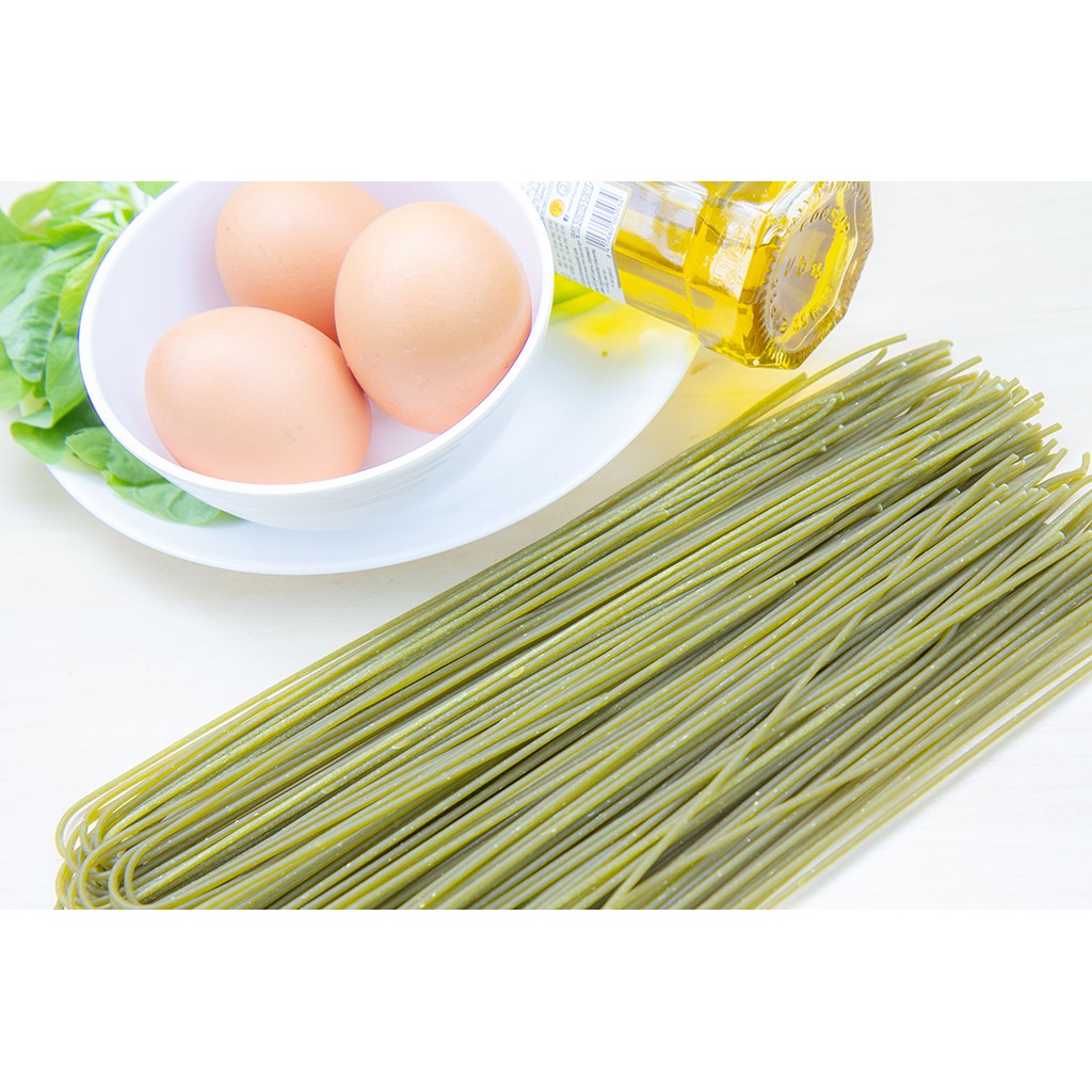 บ้านรยา-8m-สปาเก็ตตี้ไข่ผสมผักโขม-เส้นกลม-ตราบ้านรยา-200g-อาหารเด็ก-อาหารสำหรับเด็ก