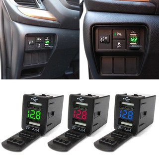 12 v dual usb อะแดปเตอร์ชาร์จในรถยนต์ led โวลต์มิเตอร์ 4 . 8 a สําหรับ nissan smart phone