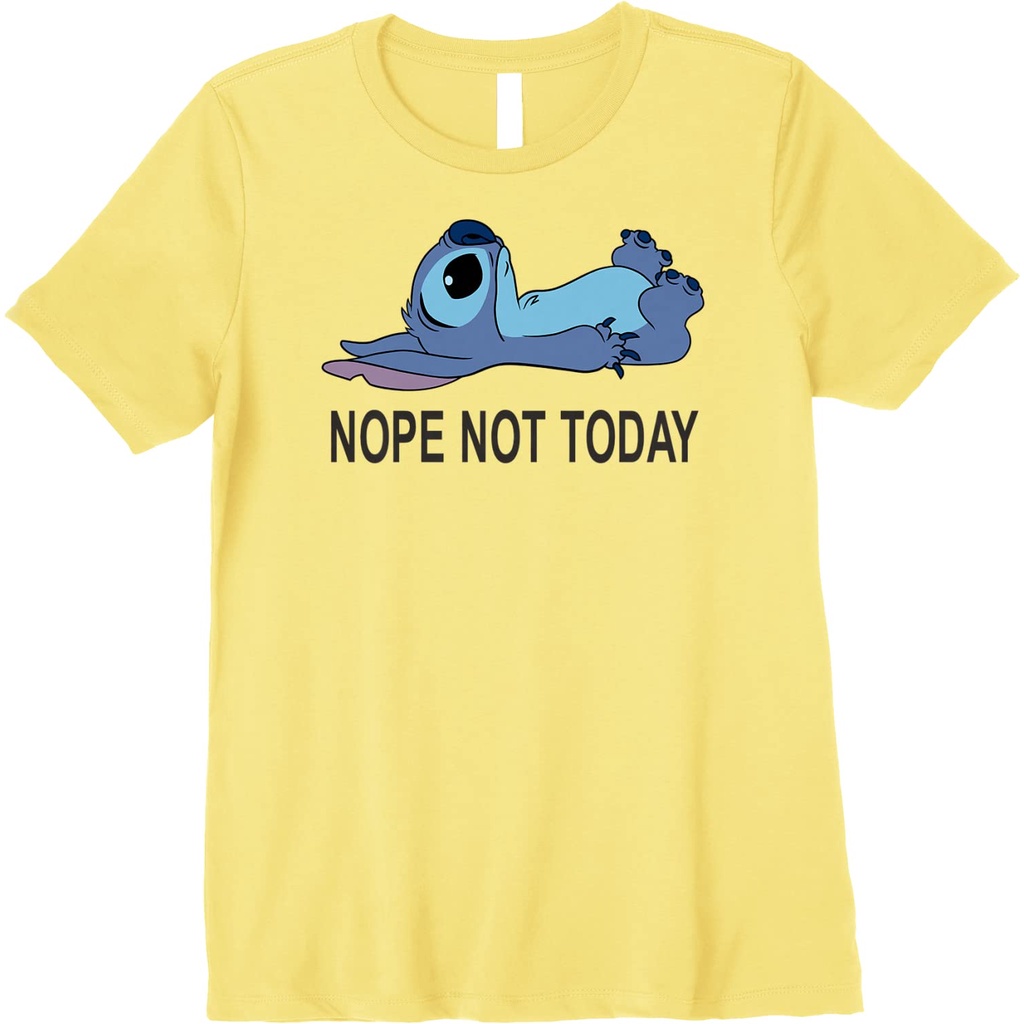 เสื้อยืดผ้าฝ้ายเสื้อยืดแขนสั้นลําลอง-คอกลม-พิมพ์ลาย-disney-lilo-amp-stitch-nope-not-today-premium-แฟชั่นสําหรับผู้ชายl-xl