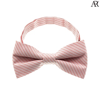 ANGELINO RUFOLO Bow Tie ผ้าไหมทอผสมคอตตอนคุณภาพเยี่ยม โบว์หูกระต่ายผู้ชาย ดีไซน์Petite Stripe สีโอรส/เทา/ฟ้า/น้ำตาล/ม่วง