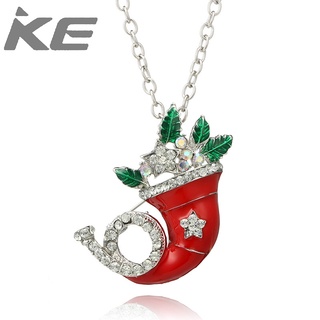 Creative red Christmas hat dripping alloy necklace star full diamond clavicle chain for girls