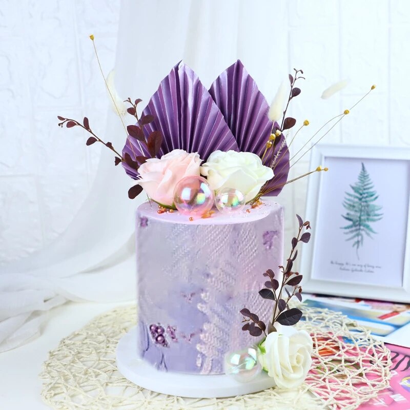 ท็อปเปอร์-รูปใบปาล์ม-สําหรับตกแต่งเค้กวันเกิด-งานแต่งงาน-ขนมหวาน-2-ชิ้น