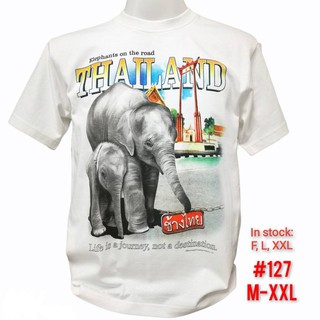 เสื้อยืดสีดำอินเทรนด์เสื้อยืด คอกลม สกรีน ลายช้าง No.127 Souvenir T-shirt ของฝากต่างชาติ เสื้อบิ๊กไซร์ เสื้อคนอ้วน เสื้อ