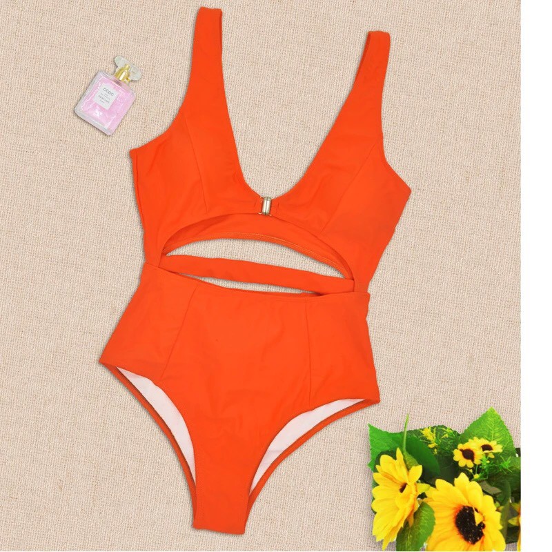 ชุดว่ายน้ำวันพีช-สีส้มโชว์สะดือสวยๆ-ดีไซน์เก๋ไก๋-สะดุดตา-สีส้มโทนเจ็บ-ส่งจากไทย