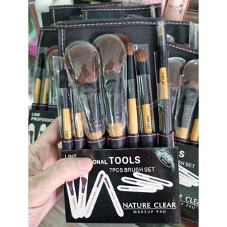 Nature Clear Make up Pro toos salon ชุดแปรงแต่งหน้าพร้อมกระเป๋า 7 ชิ้น ขนนิ่ม