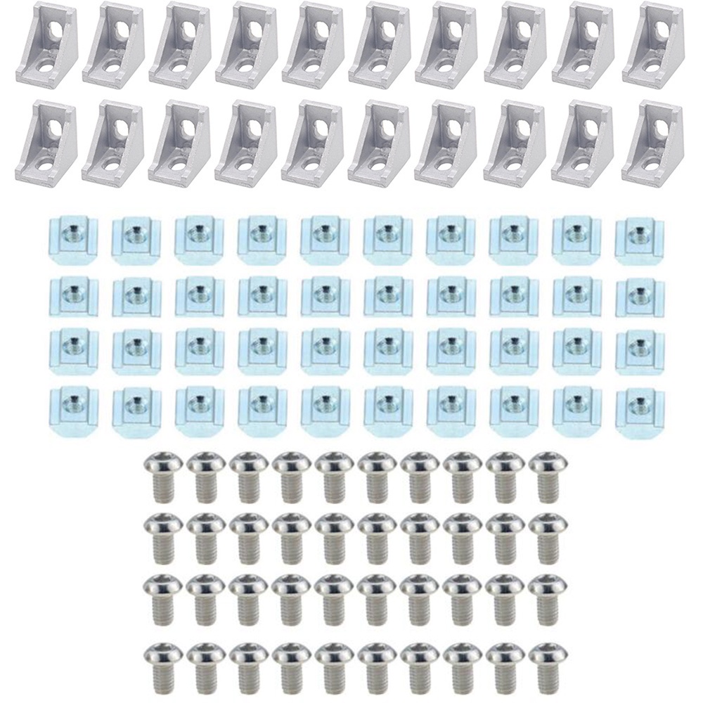 ชุดตัวเชื่อมต่ออลูมิเนียม-2028-ตัวยึดมุม-20-ชิ้น-พร้อมน็อตสล็อต-m5-20-ชุด-40-ชิ้น-และ-ฝาปิดซ็อกเก็ตหกเหลี่ยม-m5x10-มม-40-ชิ้น