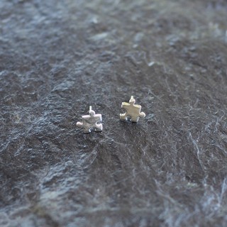 ต่างหูเงินแท้ 92.5% ต่างหูจิ๊กซอว์ ต่างหูแฟชั่น Jigsaw Puzzle Earrings