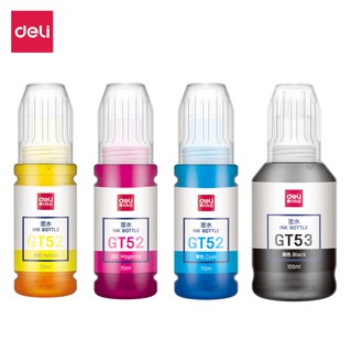 Deli หมึกแท้ (4 ขวด) GT53 / GT52 หมึกขวด หมึกพิมพ์อิงค์เจ็ท หมึกพิมพ์แท้ ใช้กับเครื่องพิมพ์ HP อุปกรณ์สำนักงาน Ink Set