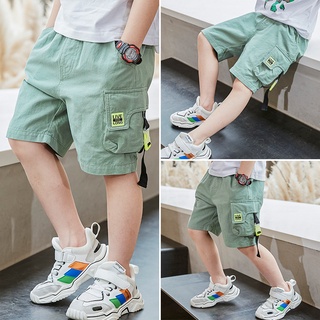 กางเกงขาสั้นเด็กผู้ชาย กางเกงขาสั้น อนใส่สบายๆ สีพื้น ทรงหลวม สไตล์เกาหลี สําหรับเด็กผู้ชาย อายุ 4-11 ปี กางเกงเด็กผู้ชาย