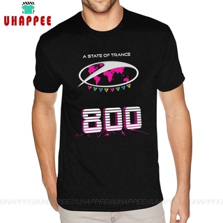 เสื้อยืดผ้าฝ้ายพิมพ์ลาย เสื้อยืดแขนสั้น ผ้าฝ้ายแท้ พิมพ์ลาย A State Of Trance 800 Armin Van Buuren สีดํา สําหรับผู้ชาย ไ