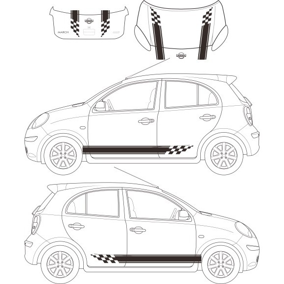 สติ๊กเกอร์-ลายข้างรถรอบคัน-นิสสันมาร์ช-nissan-march