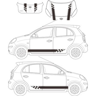 สติ๊กเกอร์ ลายข้างรถรอบคัน นิสสันมาร์ช Nissan march