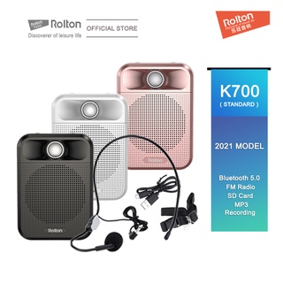 Rolton K700 ลําโพงขยายเสียงไมโครโฟน บลูทูธ 5.0 แบบพกพา รองรับการ์ด SD MP3 บันทึกเสียง ลําโพงคู่