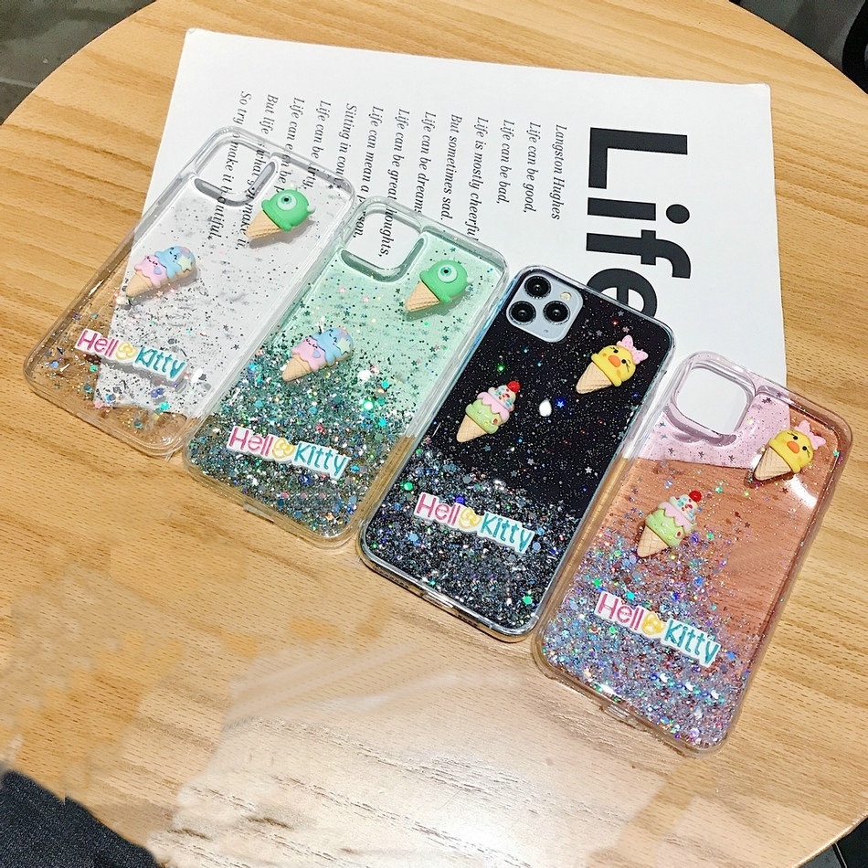 ภาพสินค้าเคส For iPhone 12 11 Pro Max Xs X XR 6 6S 7 8 Plus 6+ 6s+ 7+ 8+ 6p 7p 8p mini SE 2020 Cartoon Cute Ice Cream Monster Glitter Clear Soft Phone Back Case Cover จากร้าน mddmy.th บน Shopee ภาพที่ 4