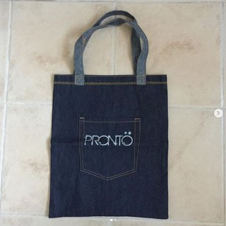 กระเป๋าถือ กระเป๋าสะพาย ผ้ายีนส์ แบรนด์ PRONTO เป็น กระเป๋าผ้ายีนส์ ใส่ของ ใส่เอกสาร สไตล์เรียบหรู ของใหม่ มือ 1 ใบใหม่
