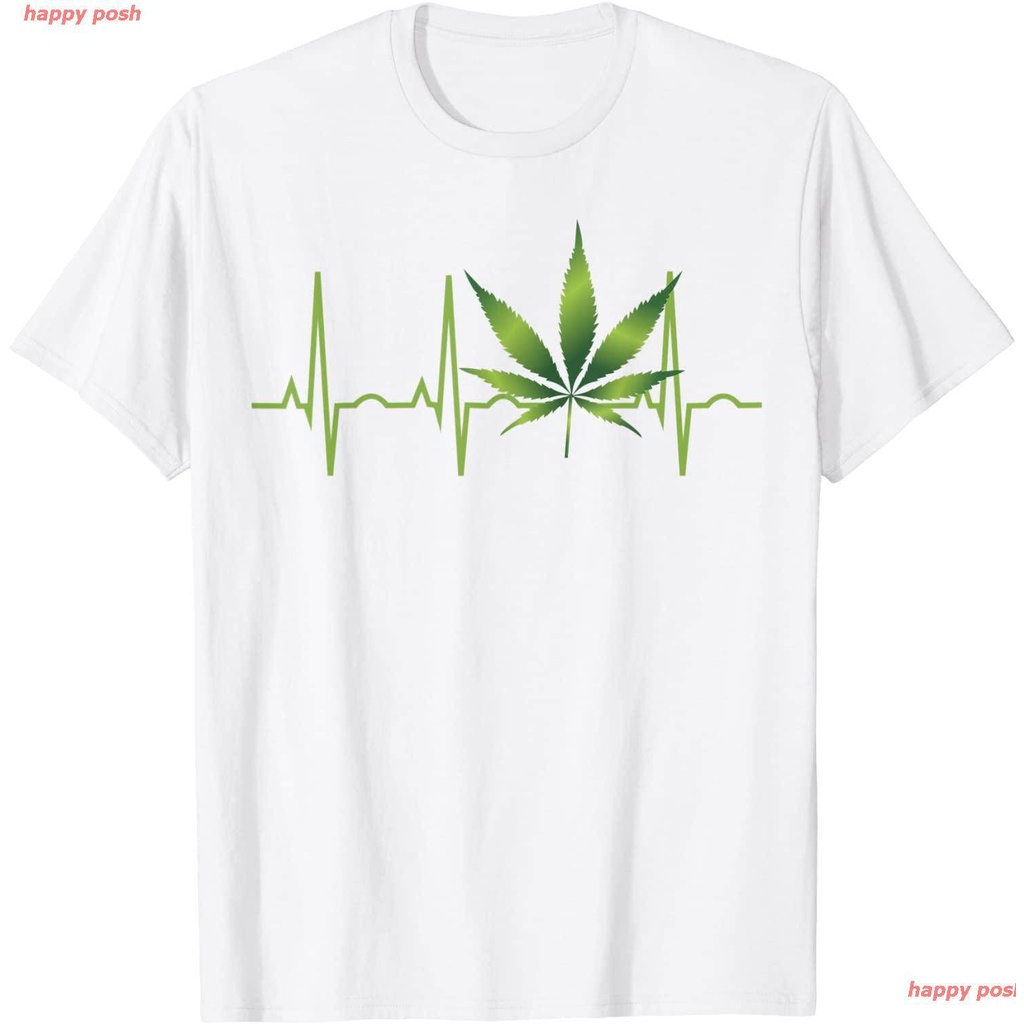 เสื้อผ้าผชกัญชา-เสื้อยืดกัญชา-เสื้อยืดชาย-เสื้อยืดผูหญิง-weed-shirts-for-marijuana-leaf-heartbeat-gift-t-shirt-เสื้อยืดพ