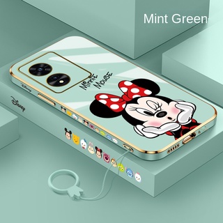 เคสโทรศัพท์มือถือยาง กันกระแทก ลายมินนี่เมาส์ พร้อมแหวนขาตั้ง หรูหรา สําหรับ OPPO Reno 8T 8Z 8 Pro 5G reno8T 5G