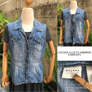 2sis1bro แบรนด์แท้ Axcess a liz claiborne company เสื้อกั๊กยีนส์ มือสอง พร้อมส่ง sz M