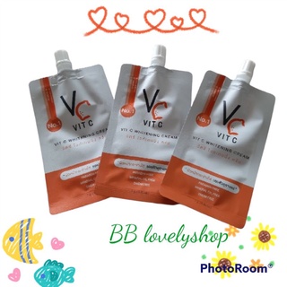 (3 ซอง) VC Vit C Whitening Cream 7 g. วีซี วิตซี ไวท์เทนนิ่ง ครีม แบบซอง บำรุงผิวกระจ่างใส