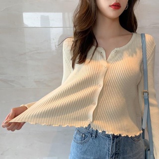 เสื้อคาร์ดิแกนแขนยาว ผ้าถัก สไตล์เกาหลี สําหรับผู้หญิง