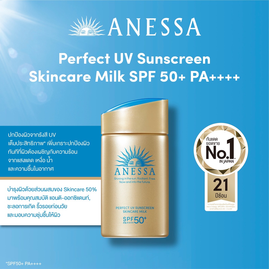 แท้-พร้อมส่ง-ครีมกันแดด-anessa-ทาหน้า-perfect-uv-sunscreen-skincare-milk-spf50-60-mlฑ์ดูแลผิวหน้า-กันแดด