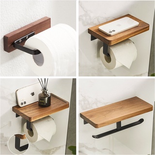 [TI-EW] Toilet Paper Holder ติดผนัง แบบหนา งานไม้ วัสดุเกรดพรีเมียม Luxury Design สีวอลนัท