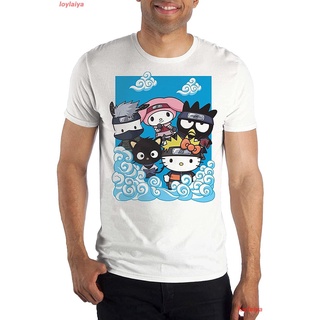 Naruto Shippuden X Hello Kitty And Friends Cloud Group Short Sleeve T-Shirt เสื้อยืดผู้ชาย ลายการ์ตูน นารูโตะ พิมพ์ลาย เ