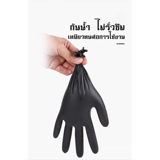 ภาพขนาดย่อของภาพหน้าปกสินค้าถุงมือยางไนไตร ไวนิล สีดำชนิดไม่มีแป้ง 100 ชิ้น yhXa จากร้าน idurianav231 บน Shopee ภาพที่ 2