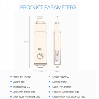 ภาพขนาดย่อของภาพหน้าปกสินค้าแฟลชไดรฟ์ USB 3.0 1TB 3 in 1 OTG โลหะ กันน้ํา ความเร็วสูง สําหรับ IP 6 7 8 X XR 11 12 13 จากร้าน memorycard.th บน Shopee ภาพที่ 3