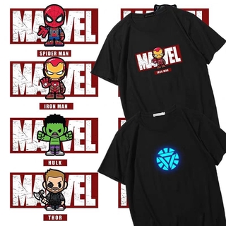เสื้อยืดครอป Avengers 4 แขนสั้น marver รอบ Iron Man Spiderman Deadpool Marvel joint cotton t-shirt tide