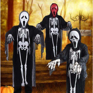สินค้า หน้ากากหวีดสยอง ชุดโครงกระดูก หน้ากาก หวีด ผี ฮาโลวีน Scary Scream Ghost Mask / Skeleton Dress Halloween Fancy Props