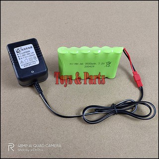 เครื่องชาร์จแบตเตอรี่ ไฟบ้าน 220V. พร้อมแบตเตอรี่ 7.2V 3500 mAh. Ni-MH ปลั๊กแดง (แบต 1 ก้อน + ที่ชาร์จ 1 ตัว)  ร้านคนไทย