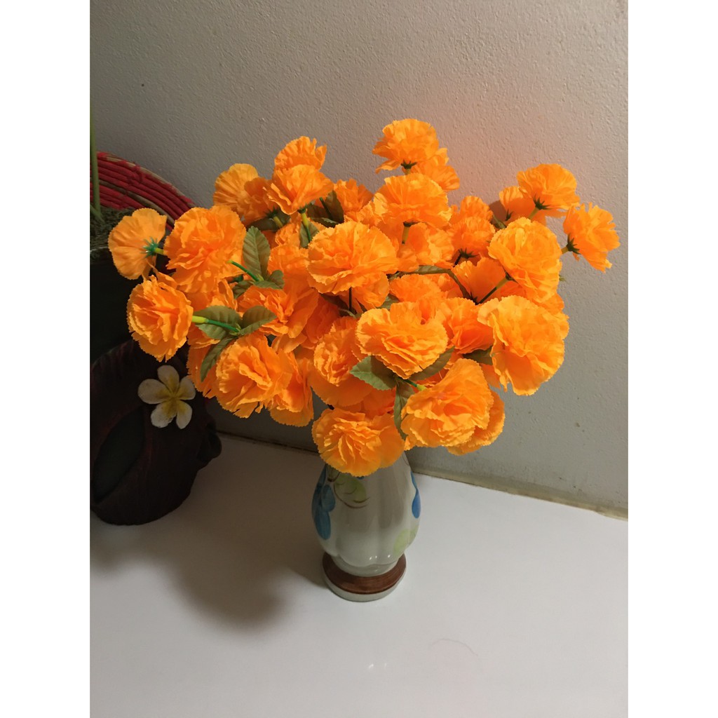 ดอกไม้ปลอม-ดอกดาวเรืองสีส้มทอง-ดอกดาวเรืองประดิษฐ์ดอกไม้ประดิษฐ์-ดอกดาวเรือง-ดาวเรืองช่อ-5-ดอก
