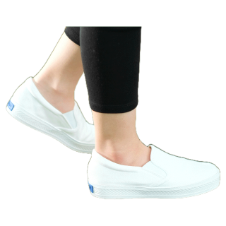 โค้ด KIMP103  Hogo รองเท้าสลิปออน แบบสวม สวมใส่สบาย ไม่ต้องผูกเชือก รองเท้าผ้าใบผู้หญิง ผ้าใบสีขาว สลิปออน