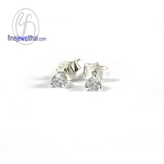 Finejewelthai ต่างหู-ต่างหูเพชร-ต่างหูทองคำขาว-Diamond Cz-Silver- Design-Earring - E1063cz_2.5mm