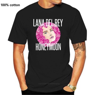 เสื้อยืดผ้าฝ้ายพิมพ์ลายขายดี ใหม่ เสื้อยืดลําลอง แขนสั้น พิมพ์ลาย Lana Del Rey Honeymoon Famous Singer S สีดํา สําหรับผ