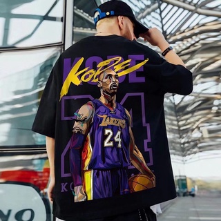 เสื้อยืดแขนสั้น พิมพ์ลาย Lakers No. สไตล์ฮิปฮอป สตรีท อเมริกัน สตรีท เสื้อยืดแขนห้ทรงหลวม ลาย Kobe 24 Kobe สําหรับผู้ชาย