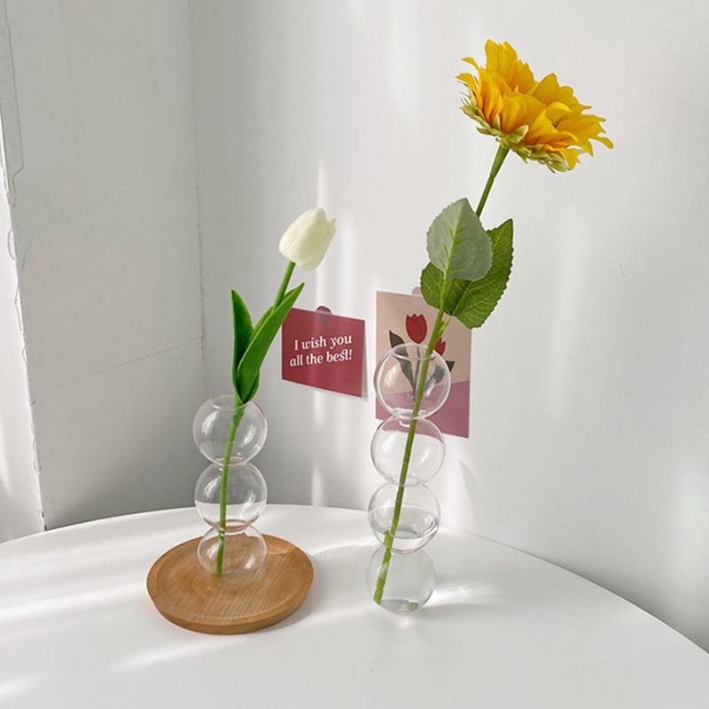 ภาพหน้าปกสินค้าแจกันดอกไม้ แก้วใส สไตล์นอร์ดิก สำหรับตกแต่งบ้าน
