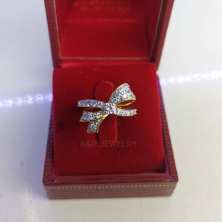 แหวนเพชรแท้ เพชรรวม​ 0.66ct (.12ct/1เม็ด​, .54ct/20เม็ด​ น้ำ98​ vvs​ Gold​90% 4.95g​